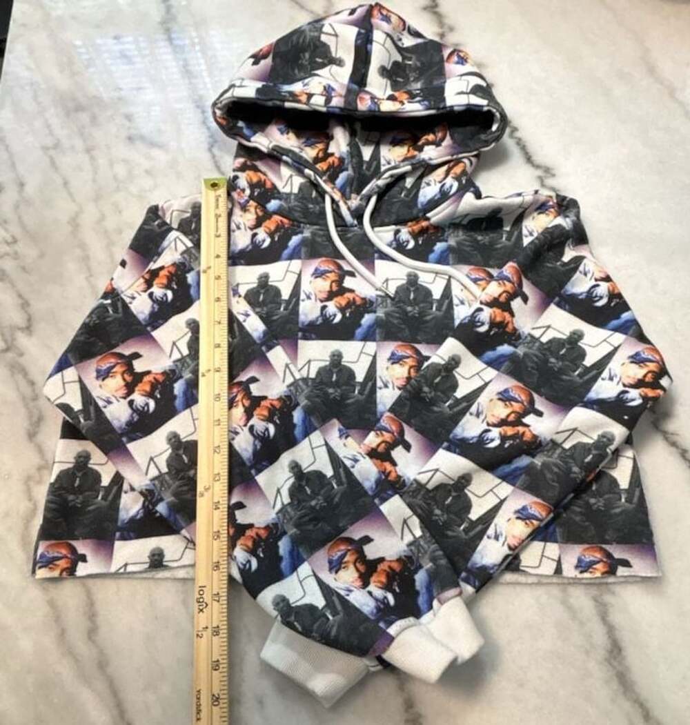 2Pac Tupac Shakur Photo Print Crop Hoodie Size M
